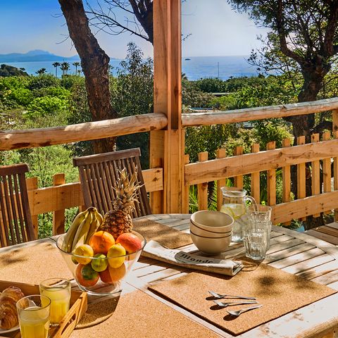 Stacaravan 6 personen - Lodge Luxe Panoramazicht - 2 tot - Met airconditioning Plancha