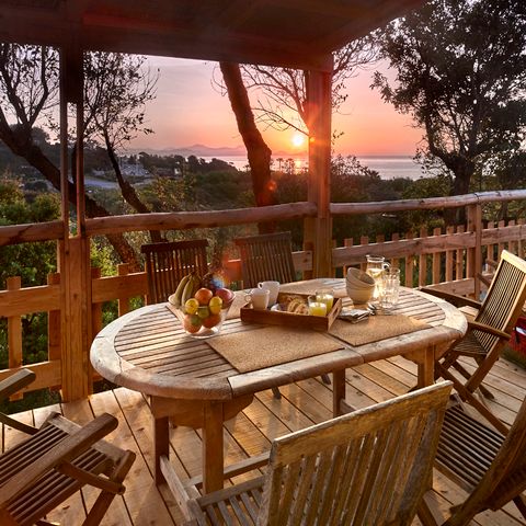 Stacaravan 6 personen - Lodge Luxe Panoramazicht - 2 tot - Met airconditioning Plancha