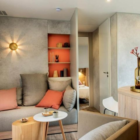 Stacaravan 6 personen - Lodge Luxe Panoramazicht - 2 tot - Met airconditioning Plancha
