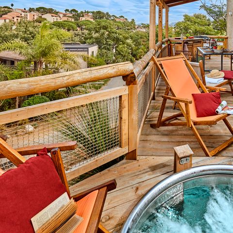 Stacaravan 4 personen - Lodge - 2 tot - Zeezicht met airconditioning. Plancha