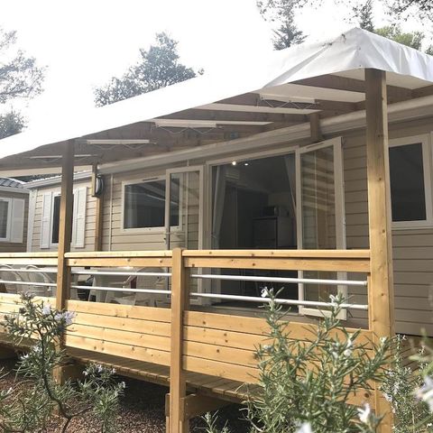 Stacaravan 6 personen - Stacaravan 36m² - airconditioning + TV + Overdekt terras