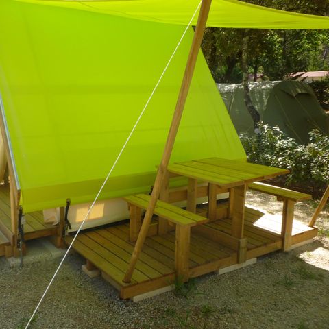 Safaritent 2 personen - 9m² tent van canvas en hout RANDONNEUR - 2 bedden