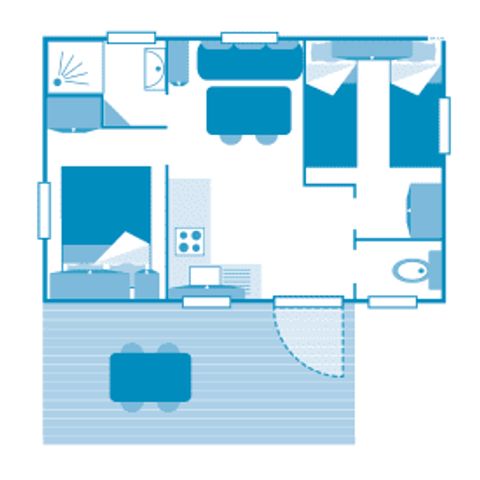 Stacaravan 4 personen - Cottage 4p 2ch ** (in het Frans)