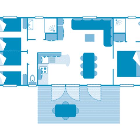 Stacaravan 6 personen - Cottage 6p 3ch 2SdB airconditioning ****