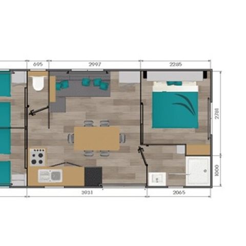 Stacaravan 6 personen - Confort+ - 3 slaapkamers