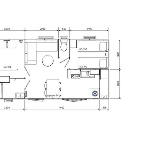Stacaravan 4 personen - Klassiek 2 slaapkamers 4 personen