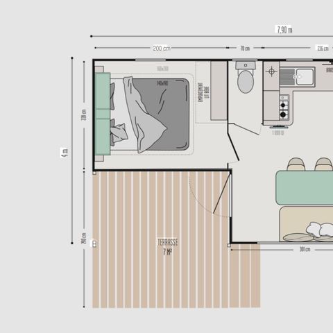 Stacaravan 5 personen - MOBIL HOME 28m2 comfort+ 2bed 5 pers