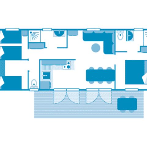 Stacaravan 6 personen - Vakantiehuis Libellule 6p 3bed 2bad **** airconditioning