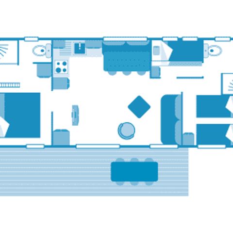 Stacaravan 6 personen - Cottage Taos 6p 3ch 2sdb Premium airconditioning