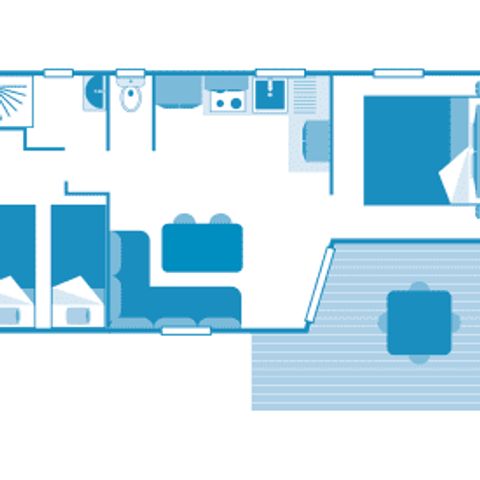 Stacaravan 4 personen - Vakantiehuis Pâquerette 4p 2ch 1sdb ***