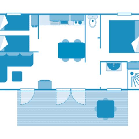 Stacaravan 4 personen - Cottage Bouton d'or 4p 2ch 1sdb ***