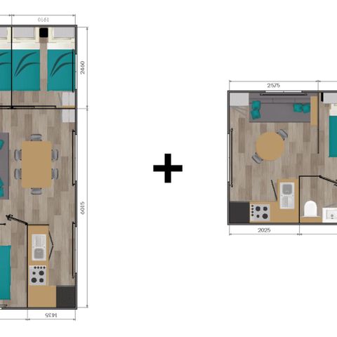 Stacaravan 8 personen - Sunêlia Luxe-lodge met jacuzzi - 4 slaapkamers