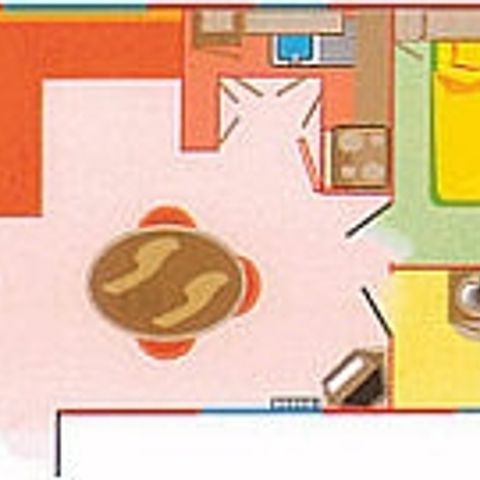 Stacaravan 5 personen - Résidence LOUISIANE Confort 2 slaapkamers met overdekt terras + TV