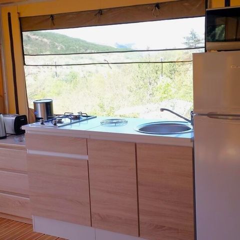 Tent 5 personen - Ciela Nature Lodge SPA tent - 3 slaapkamers - Ingerichte keuken - Badkamer