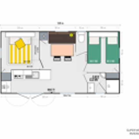 Stacaravan 4 personen - Comfort plus airconditioning 26m² TV 2 CH