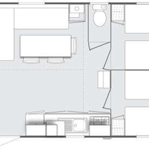 Stacaravan 6 personen - Confort Plus Airconditioning TV 31 m² - 3 CH d