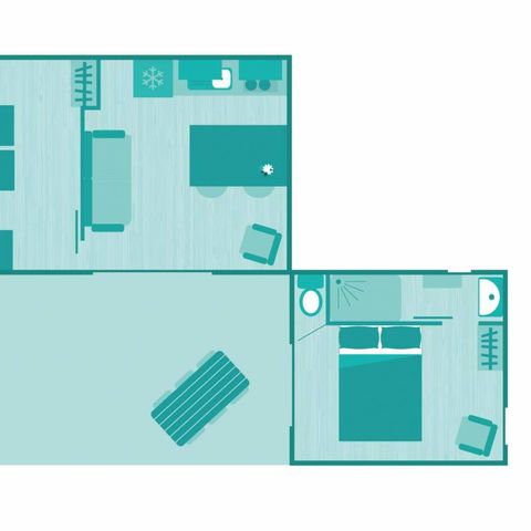 Stacaravan 5 personen - 5p 2bed 2bad Premium clim spa