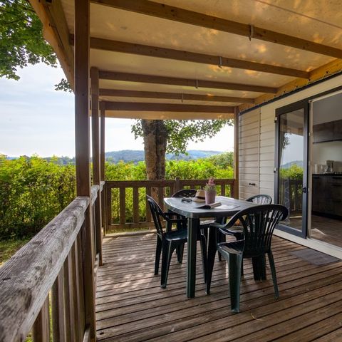 Stacaravan 4 personen - Bahia - 2 slaapkamers - 28 m2 (+overdekt terras 11 m2) voor 4 personen