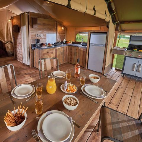 Safaritent 6 personen - Lodge Kenya Vintage Confort 46m² - 2 kamers + overdekt terras 4/5 pers