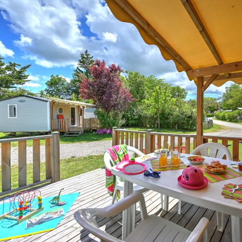 Stacaravan 4 personen - Comfort Stacaravan 27m² 2 kamers + overdekt terras + airconditioning + TV 4 pers