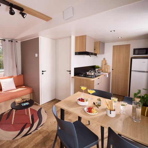 Stacaravan 4 personen - COTTAGE Premium 2ch 29m² 2 kamers + TV + Afwasmachine + airconditioning + plancha + XL terras