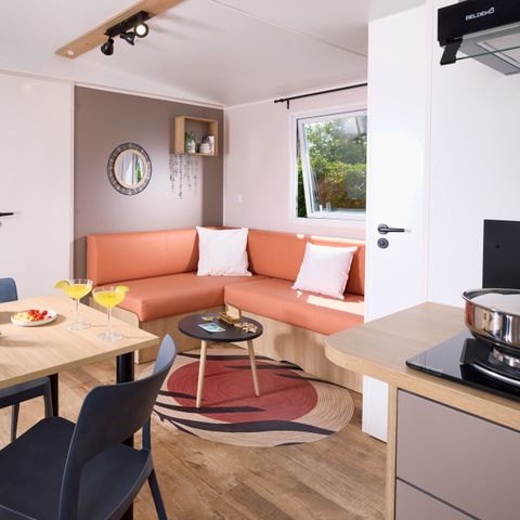 Stacaravan 6 personen - COTTAGE Premium 3ch 35m² 3 kamers + TV + Afwasmachine + airconditioning + plancha + XL terras