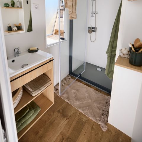 Stacaravan 6 personen - COTTAGE Premium 3ch 35m² 3 kamers + TV + Afwasmachine + airconditioning + plancha + XL terras