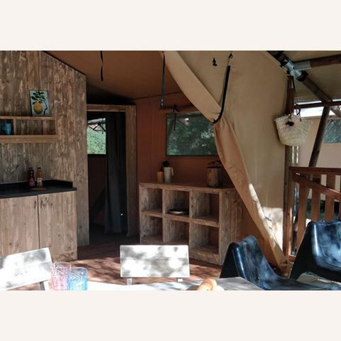 Tent van canvas en hout 4 personen - LUXE LODGE AAN DE RIVIER