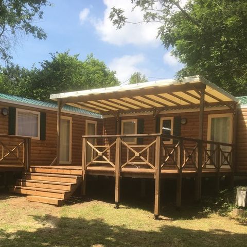 Stacaravan 8 personen - Family Premium 8 Personen (2023) groot half overdekt terras + TV + vaatwasser + WIFI