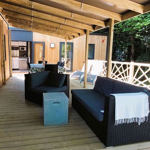 Stacaravan 8 personen - Family Premium 8 Personen (2023) groot half overdekt terras + TV + vaatwasser + WIFI