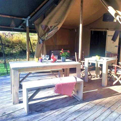 Safaritent 5 personen - Lodge Safari 35 m² - 2 slaapkamers - 10 m² overdekt terras