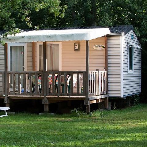 Stacaravan 4 personen - Le CHENE Dimanche ( 2 slaapkamers)Groot terras+ TV