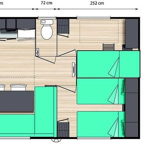 Stacaravan 6 personen - Le Platane (3 slaapkamers) RIVIER FRONT - Groot terras - TV