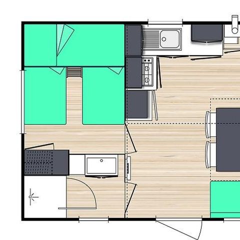 Stacaravan 4 personen - Le Chêne (2 slaapkamers) - BORD RIVIERE - Gerenoveerd 2024