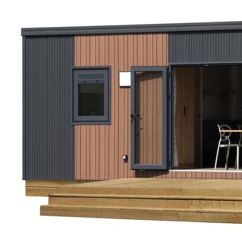 Stacaravan 6 personen -  Ecrin Vert Premium 36,8m²(3bed-6pers)+2SDB+ 20m² halfoverdekt terras + LV + C