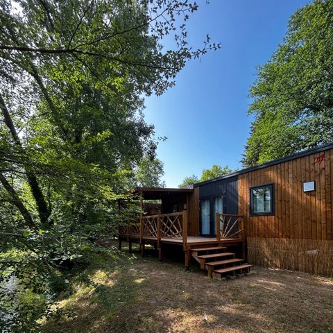 Stacaravan 6 personen -  Ecrin Vert Premium 36,8m²(3bed-6pers)+2SDB+ 20m² halfoverdekt terras + LV + C