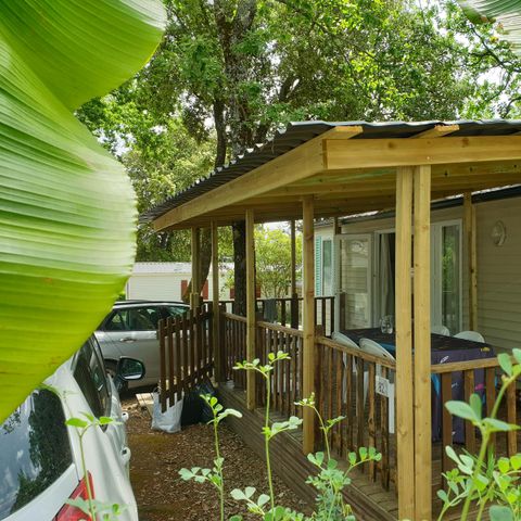 Stacaravan 6 personen - Comfort 22-28m² - 2 kamers - overdekt terras + TV