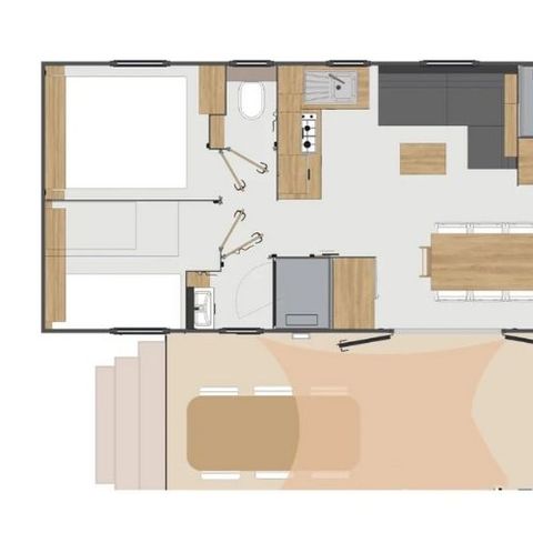 Stacaravan 8 personen - Mobil-home BARBUDA**** 8 slaapplaatsen