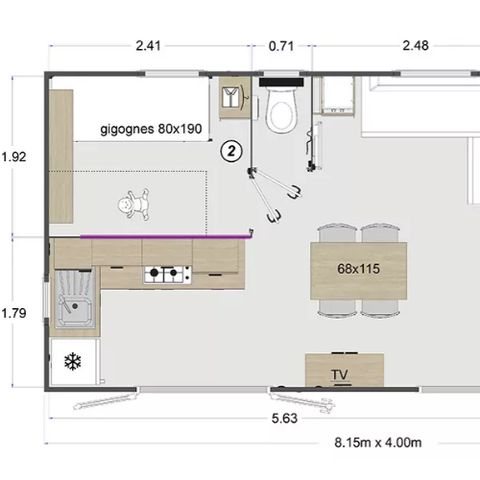 Stacaravan 4 personen - Mobil-home GRENADINES**** 4 slaapplaatsen