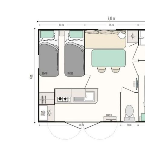 Stacaravan 4 personen - Mobil-home ABACO**** 4 slaapplaatsen
