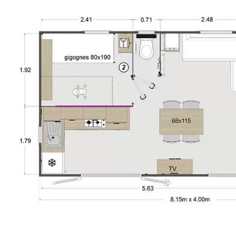 Stacaravan 4 personen - MARQUISES**** voor 4 personen