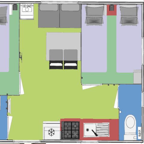 Stacaravan 4 personen - Huisje Aubépine
