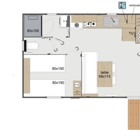 Stacaravan 4 personen - 2 slaapkamers