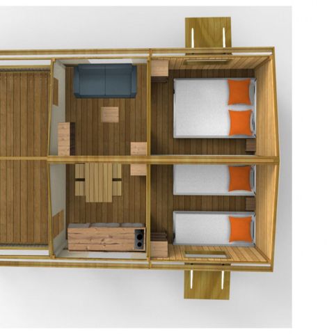 Glampingtent 5 personen - Junior bungalow voor 5 personen 2 kamers 20m² (20m²)