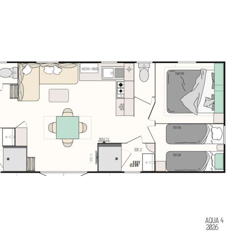 Stacaravan 8 personen - Comfort stacaravan voor 8 personen 4 slaapkamers 2 badkamers