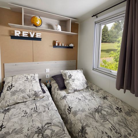 Stacaravan 6 personen - Stacaravan Premium 35m² - 3 kamers - Uitzicht op het meer - overdekt terras - TV - airconditioning