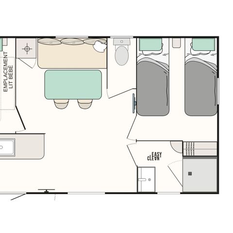 Stacaravan 7 personen - Stacaravan Evasion 7 personen 2 kamers 28m² - Stacaravan voor 7 personen