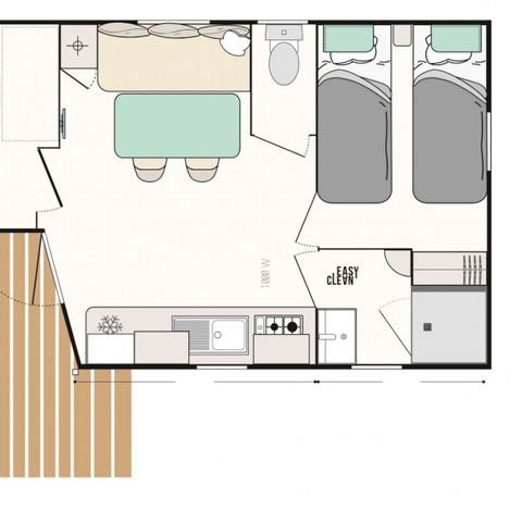 Stacaravan 5 personen - Stacaravan Evasion 5 personen 2 kamers 23m² - Stacaravan voor 5 personen