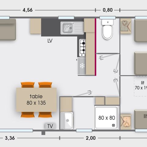 Stacaravan 6 personen - 6 pers 2 sdb airconditioning