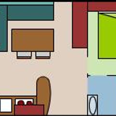 Stacaravan 5 personen - Standaard stacaravan MERCURE 27m² - 2 kamers + 11m² halfoverdekt terras